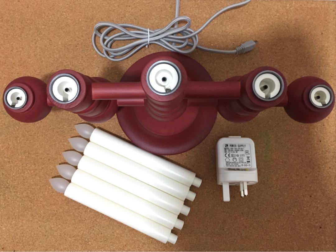 IKEA STRALA LED Candle Holder in Red, 5Arm, (39 cm), Furniture & Home