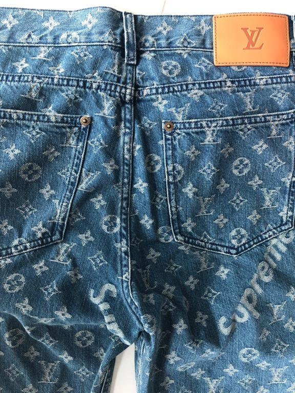 Supreme X Louis Vuitton Jacquard Denim Jeans, Men's Fashion, Bottoms, Jeans  on Carousell