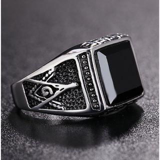 Masonic ring with black stone for men's