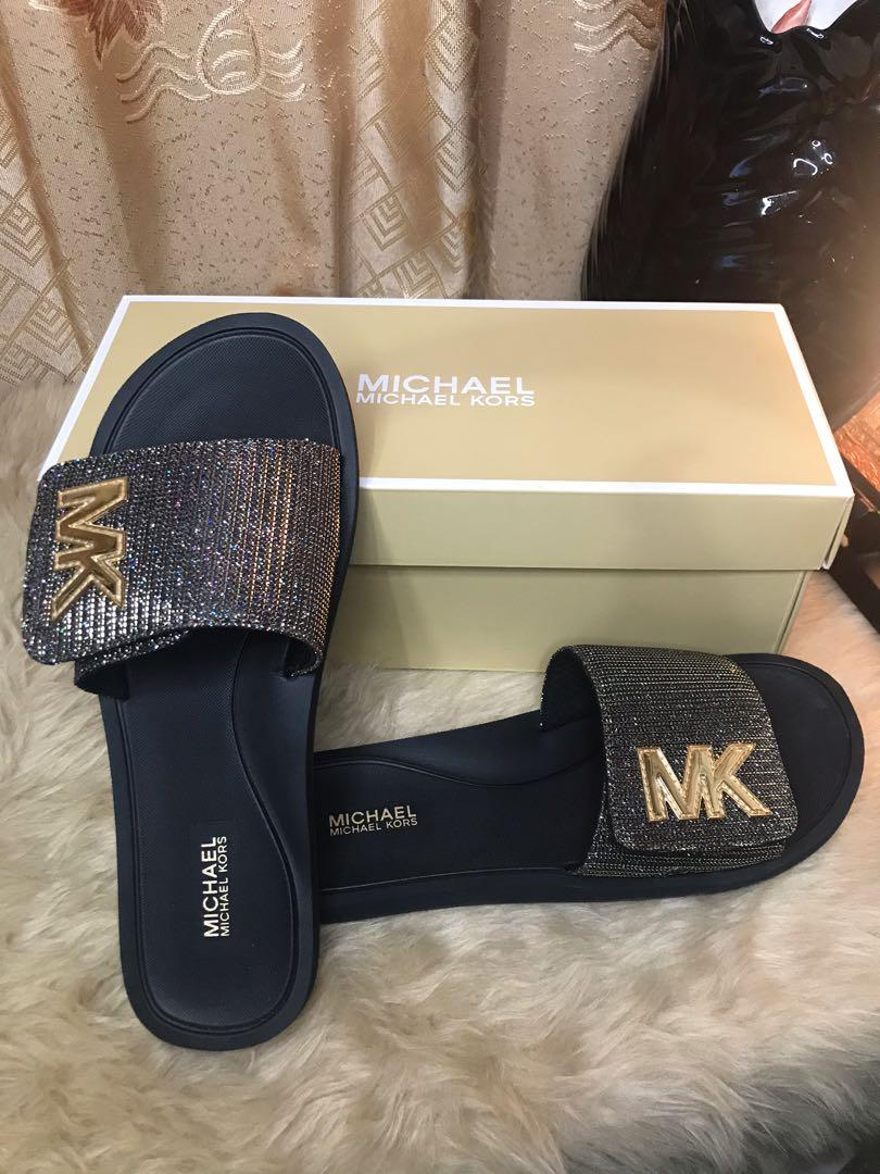 Michael Michael Kors metallic-strap logo slide, Women's Fashion, Footwear,  Flats & Sandals on Carousell