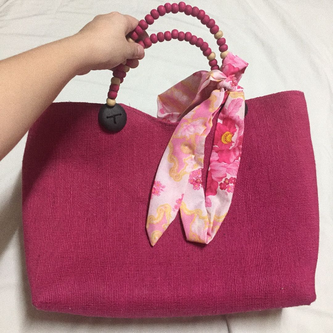 Pink Rattan Shoulder Bag, Women's Fashion, Bags & Wallets, Shoulder ...