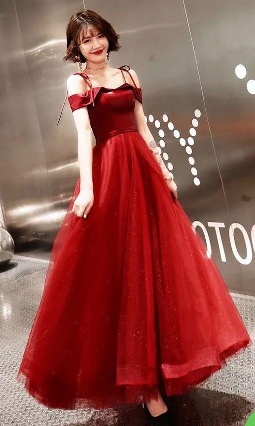 Red princess prom dress hotsell