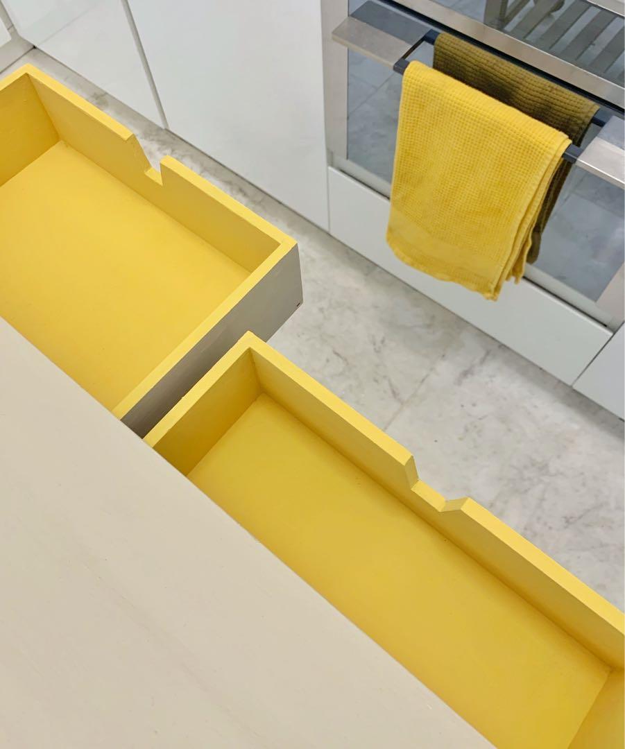 Rustic Kitchen Island/Trolley with a Pop of Colour, Furniture & Home