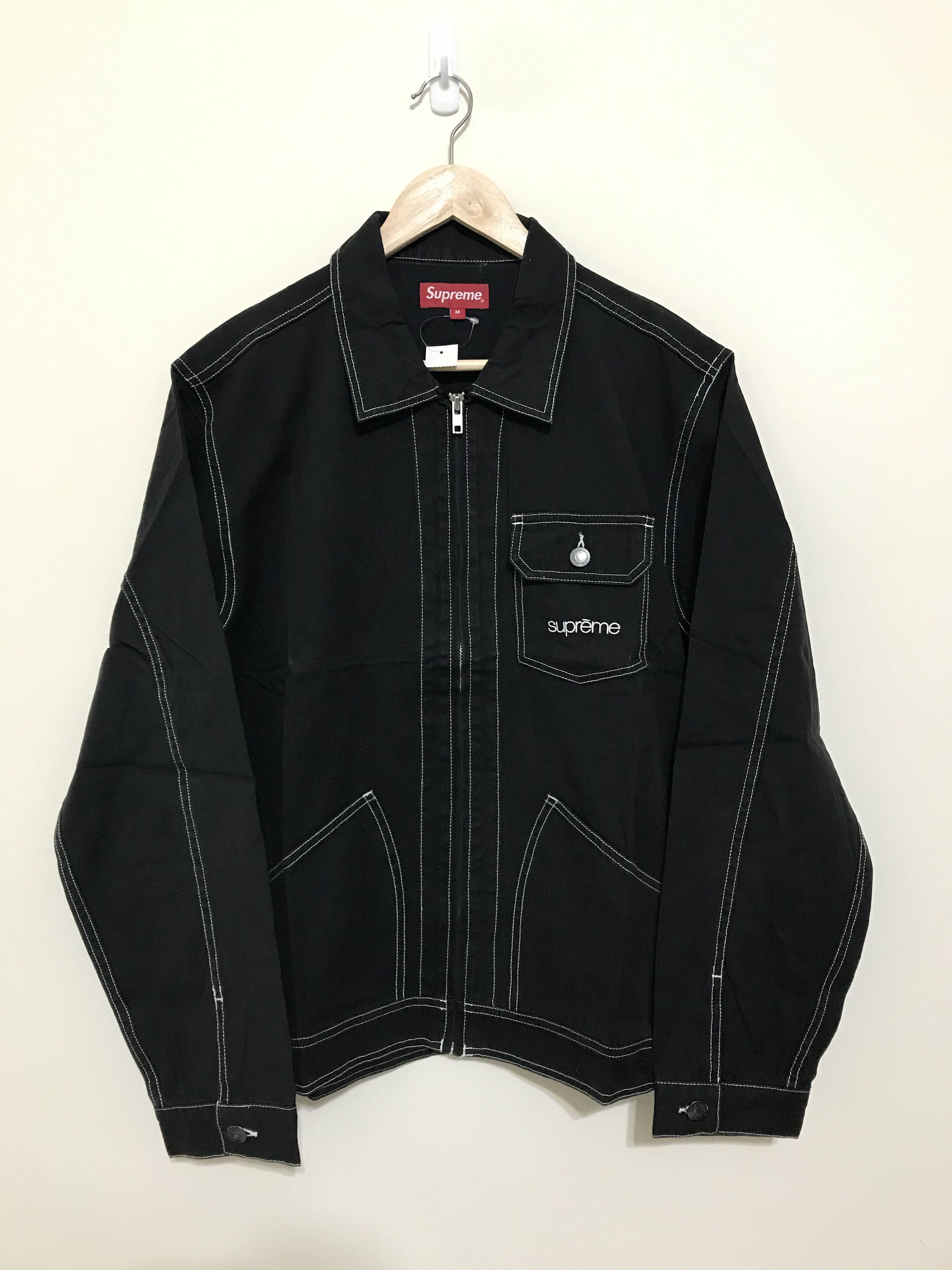 Supreme 2018 SS contrast work jacket black M, 他的時尚, 外套及戶外