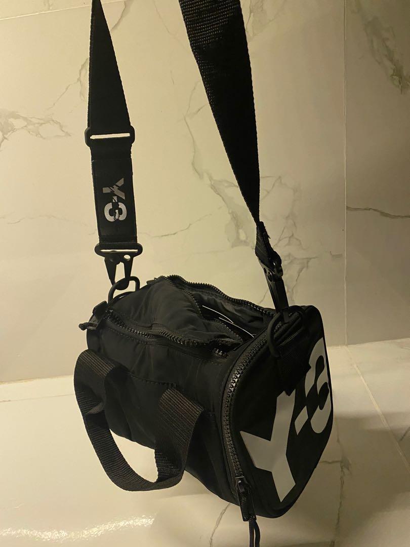 Y-3 Yohji Yamamoto Mini Gym Bag in Black & Core White, Luxury