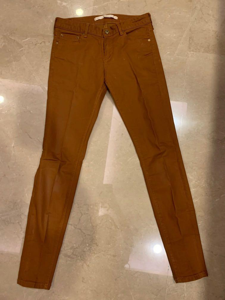 zara woman brown jeans Sz 26, Fesyen 