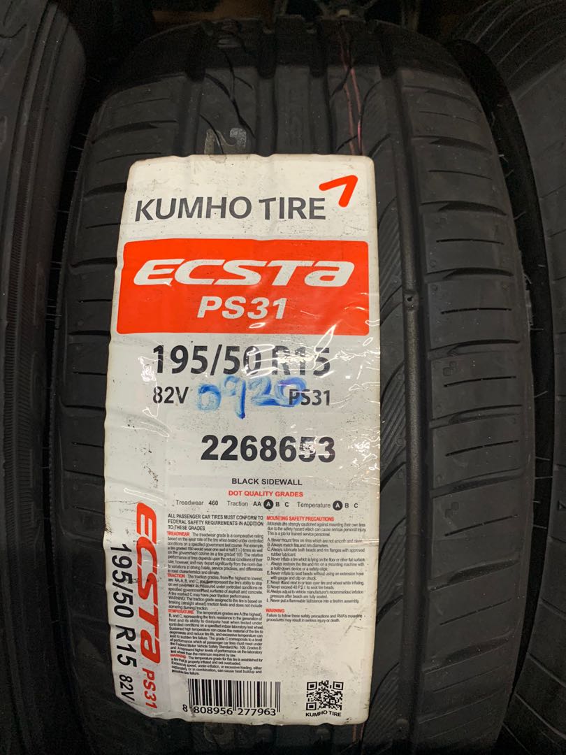4pcs 195 50 15 kumho ecsta ps31 car tyre new arrival promotion price affordable and reliable quality tyre car accessories tyres rims on carousell