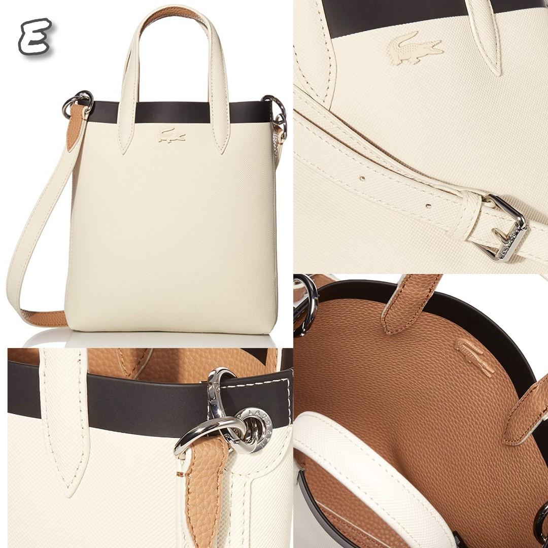 美國代購lacoste anna vertical tote bag 雙面可用撞色設計高CP值手提肩背包, 名牌精品, 精品包與皮夾在旋轉拍賣