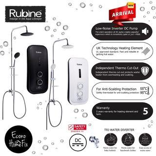 🔥🔥🔥 New Arrival! RUBINE BOW RWH-3388 W/ Rain Shower and Inverter DC Booster Pump White/Black