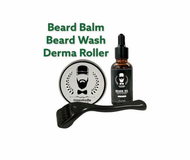beard growth kit beard derma roller  beard growth serum oil  beard balm