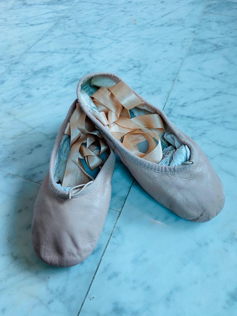 blue ballet shoes with ribbon