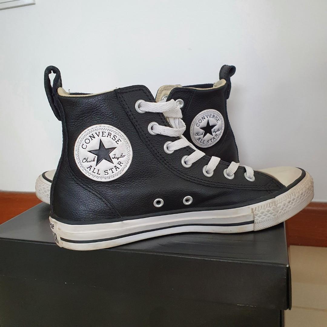 converse high cut leather black