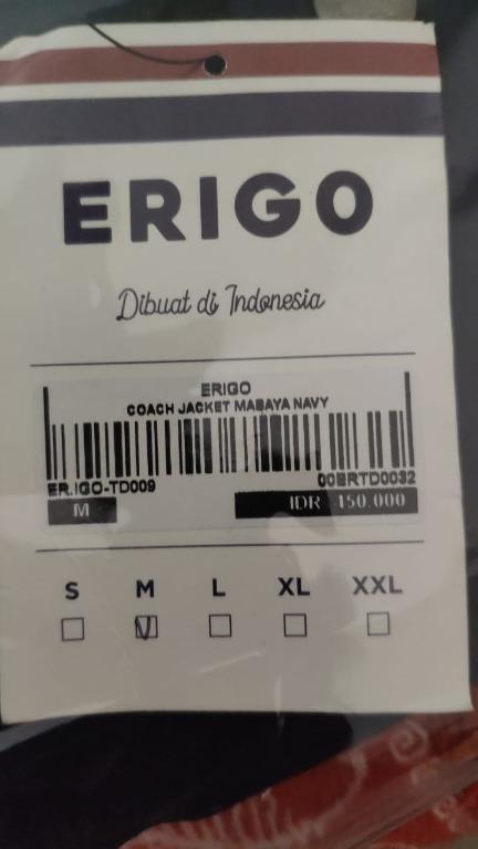 Erigo Coach Jacket Mabaya Navy Pria Wanita Free Ongkir - Kenmore label and tag