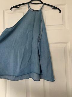 Halter neck denim top