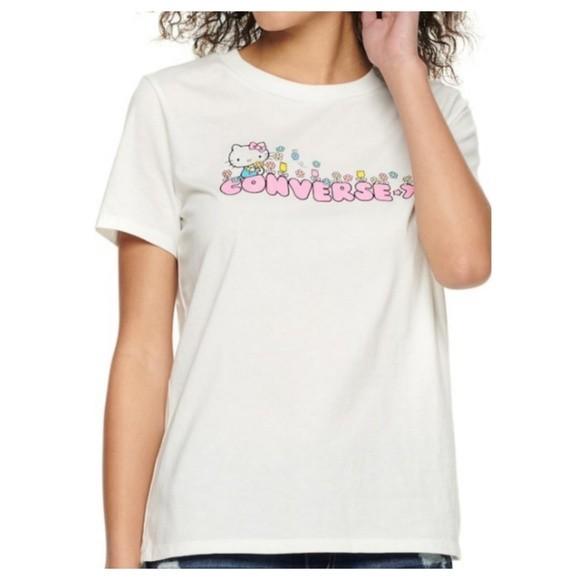 Hello Kitty Converse white shirt Men s Fashion Tops Sets Tshirts Polo Shirts on Carousell