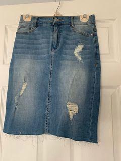 Dynamite High waist midi denim skirt