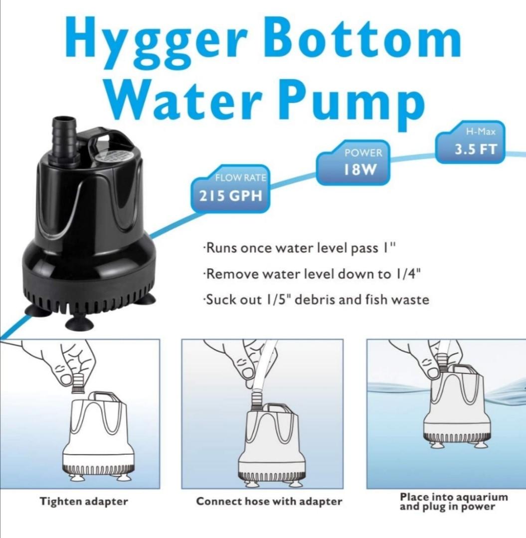 Hygger HG9194000 Submersible Aquarium Water Pump Quick Auto Electric Water Change Aquarium