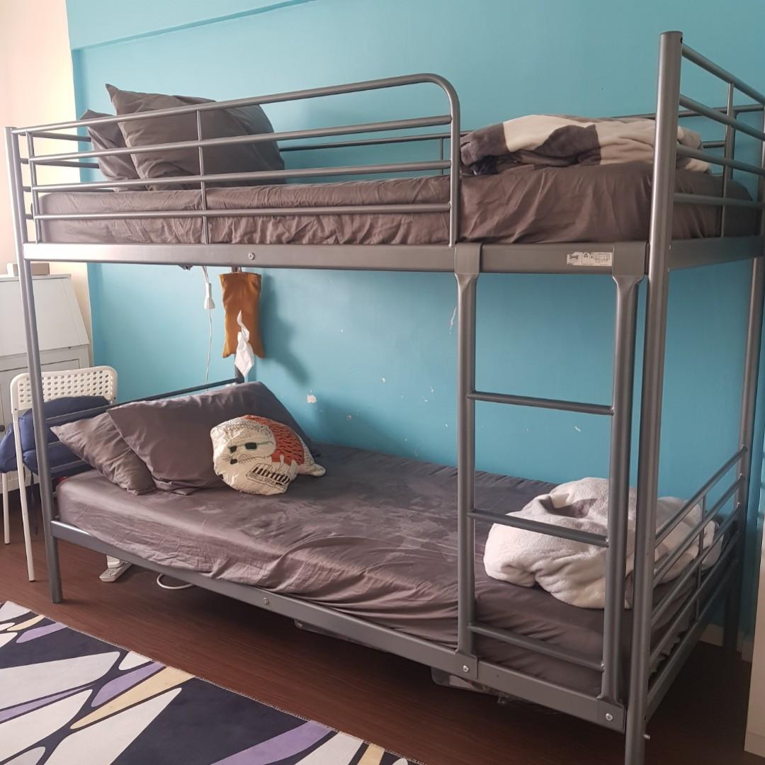 IKEA Metal Bunk Bed Svarta, Furniture & Home Living, Furniture, Bed