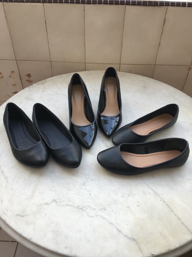 Ladies black court clearance shoe