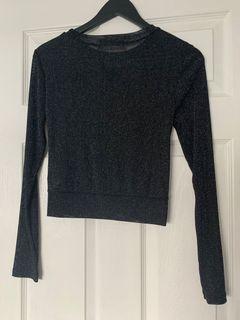 Long sleeve meshed sparkle top