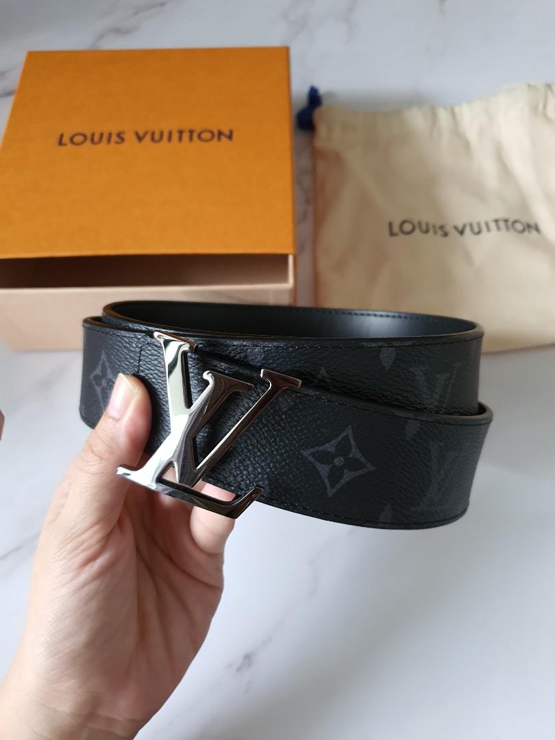 Louis Vuitton Monogram Eclipse Sun Tulle LV Initial 40MM Belt M9043 Black  Silver PVC Leather Men's LOUIS VUITTON