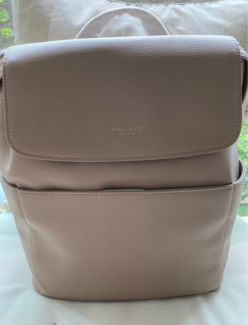 Mina Baie Vegan Leather Mini Kinney Diaper Bag in Sand Color BNWT