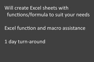 MS Excel Assistance, Function/Formula creation