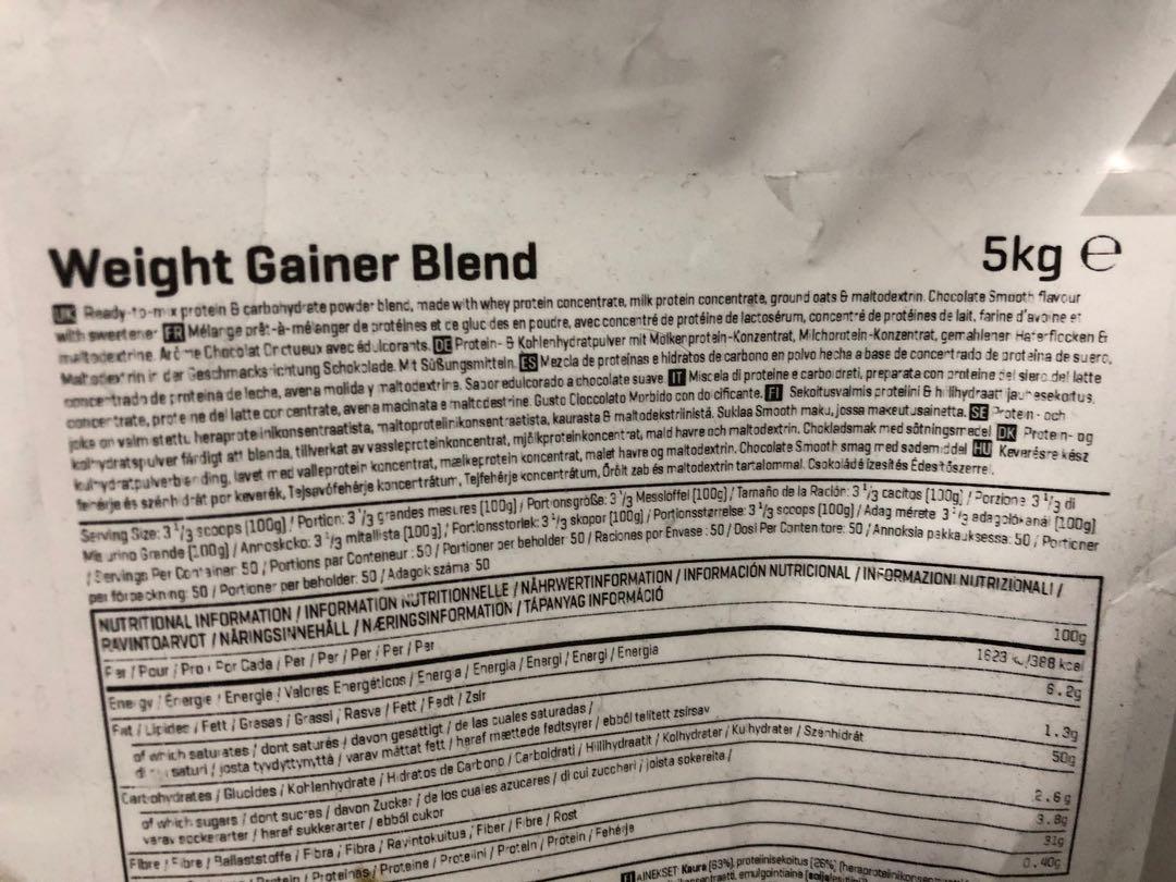 MyProtein Weight Gainer Blend Chocolate Flavour 5kg, Health & Nutrition