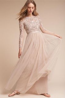 Nude Long Sleeve Gown Rental by Needle & Thread629748211016991124