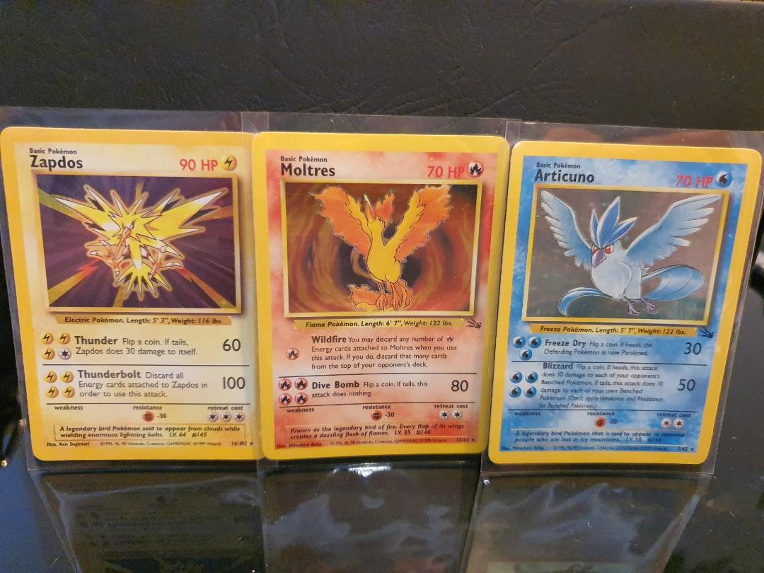 Pokemon Base set, Fossil set Holo. Legendary birds. ARTICUNO AND