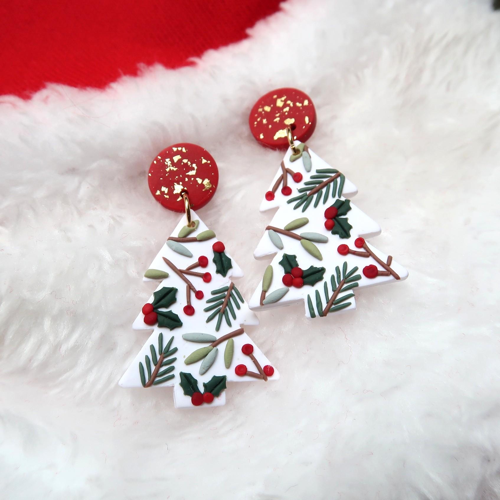 Polymer clay earrings Christmas