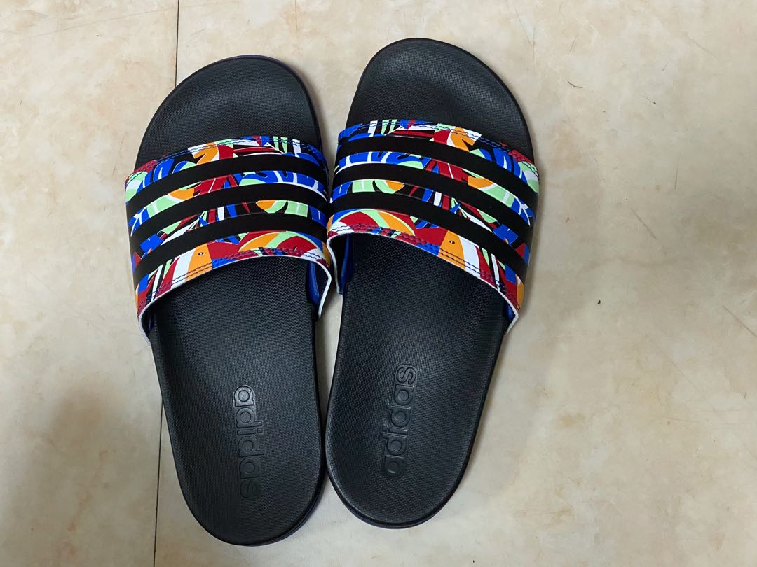 Size 6 BNEW Adidas Adilette comfort Farm Rio slides slippers sandals blue  black, Men's Fashion, Activewear on Carousell