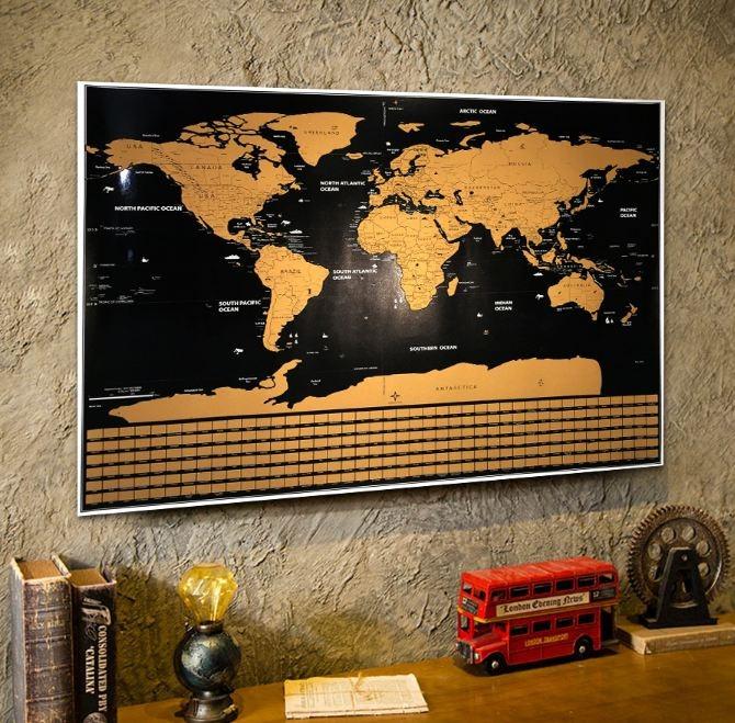 WORLD SCRATCH MAP WITH FLAGS, Hobbies & Toys, Stationery & Craft, Craft