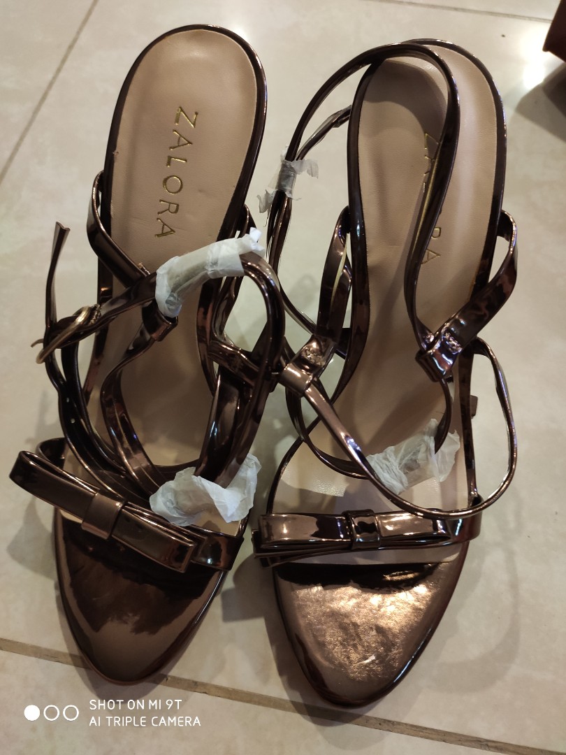 metallic strap heels