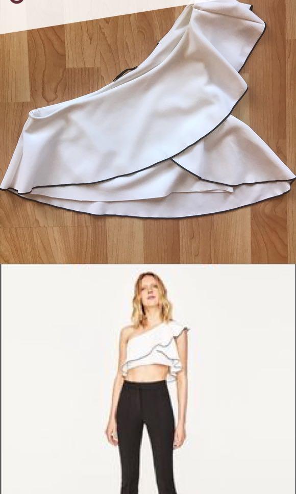 Zara white one shoulder crop top, Women's Fashion, Tops, Sleeveless on  Carousell