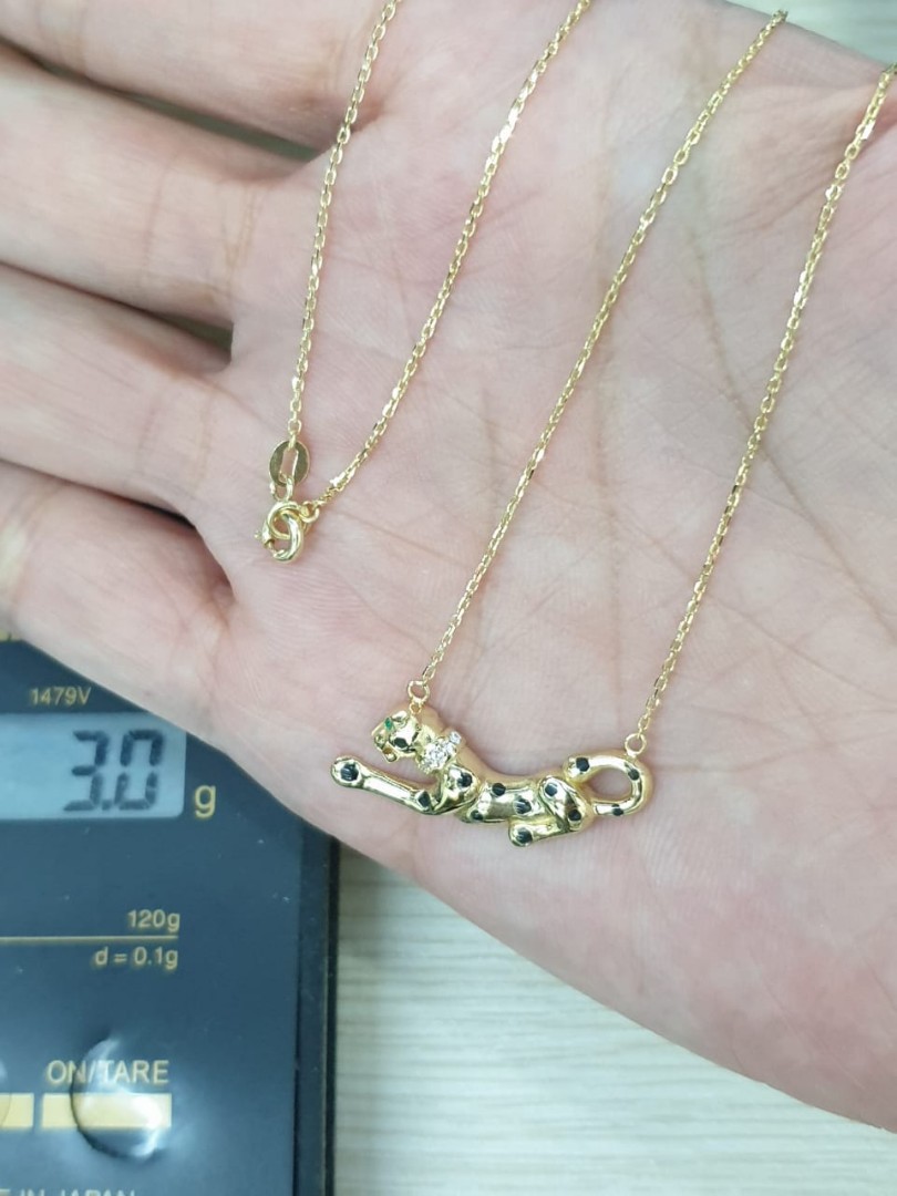 18K Saudi Gold Cartier Panther Necklace Women s Fashion Jewelry