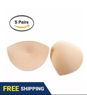 5 Pairs Sponge Removable Push Up Breast Bra Pads Inserts Replacement for Swimsuit Bikini Strapless Dresses Sport Wear