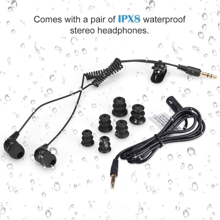 AGPTEK Swimming MP3 Player IPX8 with Waterproof Headphones and Armband