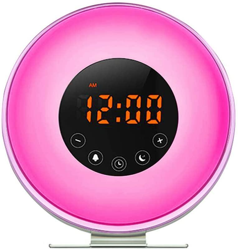 Aipker Wake Up Light Sunrise Alarm Clock with FM Radio Snooze Function 7 Colors LED Bedside Lamp Night Light Nature Sounds for Heavy Sleeper Children Kids Furniture Home Living Lighting