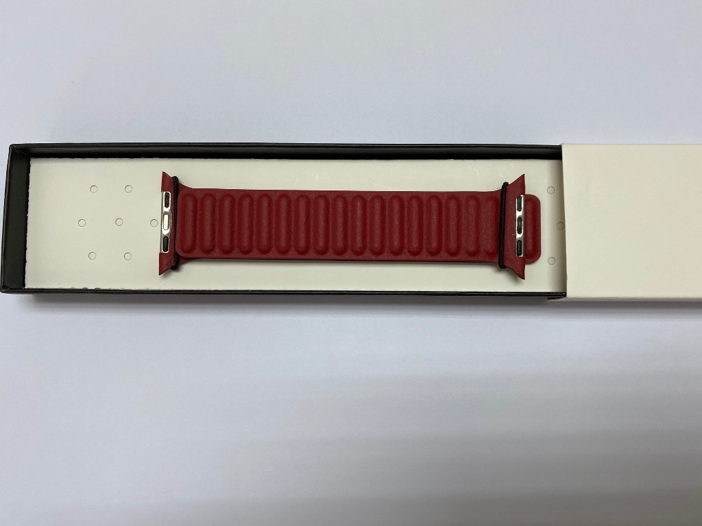 Red leather apple watch band 42mm on sale