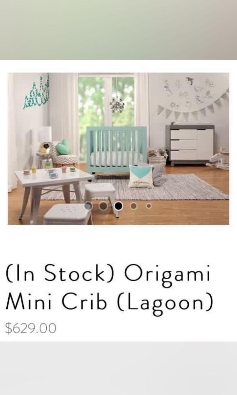 Babyletto origami foldable cot crib in lagoon Babies Kids Baby
