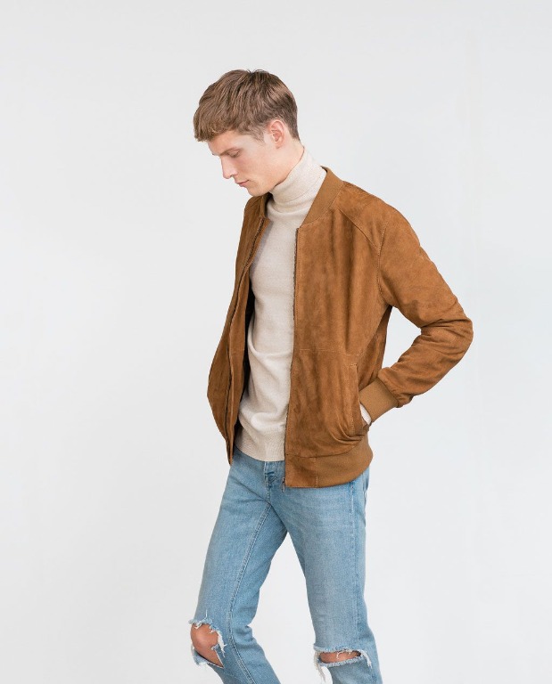 Brown suede jacket zara clearance