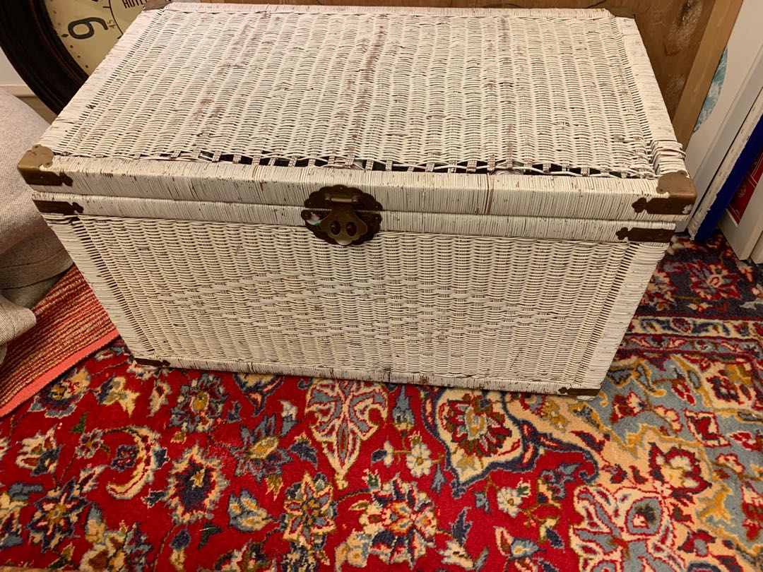 Cane storage box/chest white, Furniture & Home Living, Home Improvement