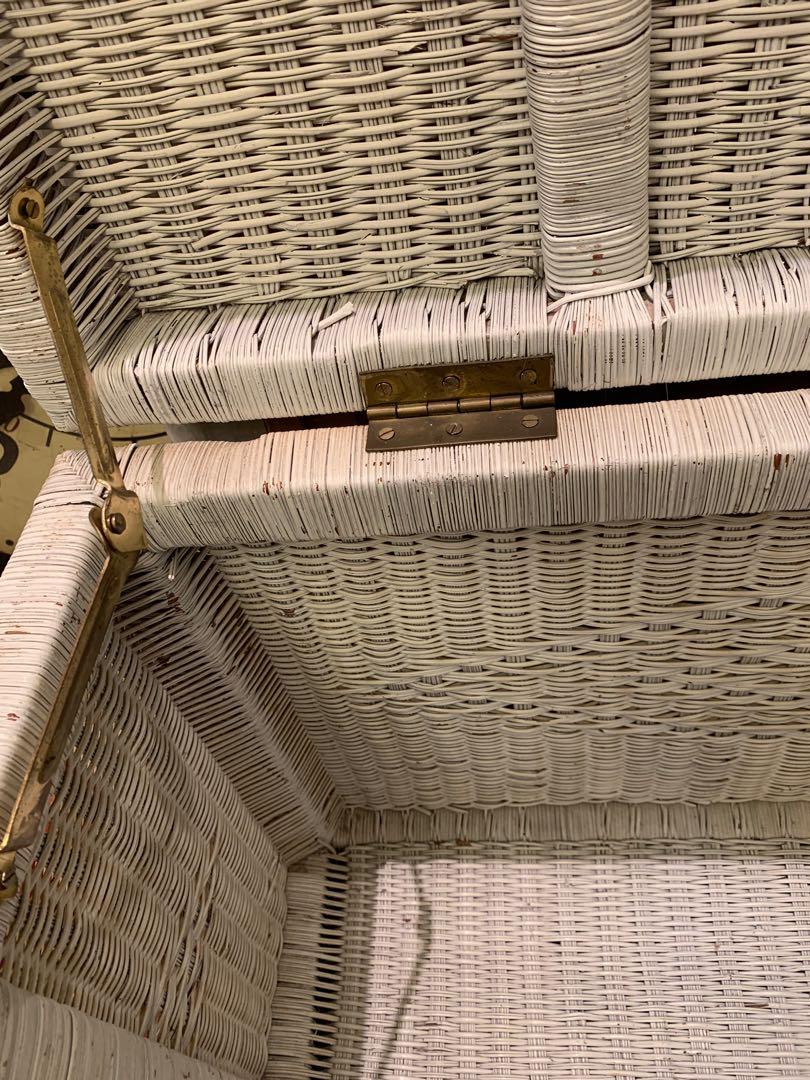 Cane storage box/chest white, Furniture & Home Living, Home Improvement