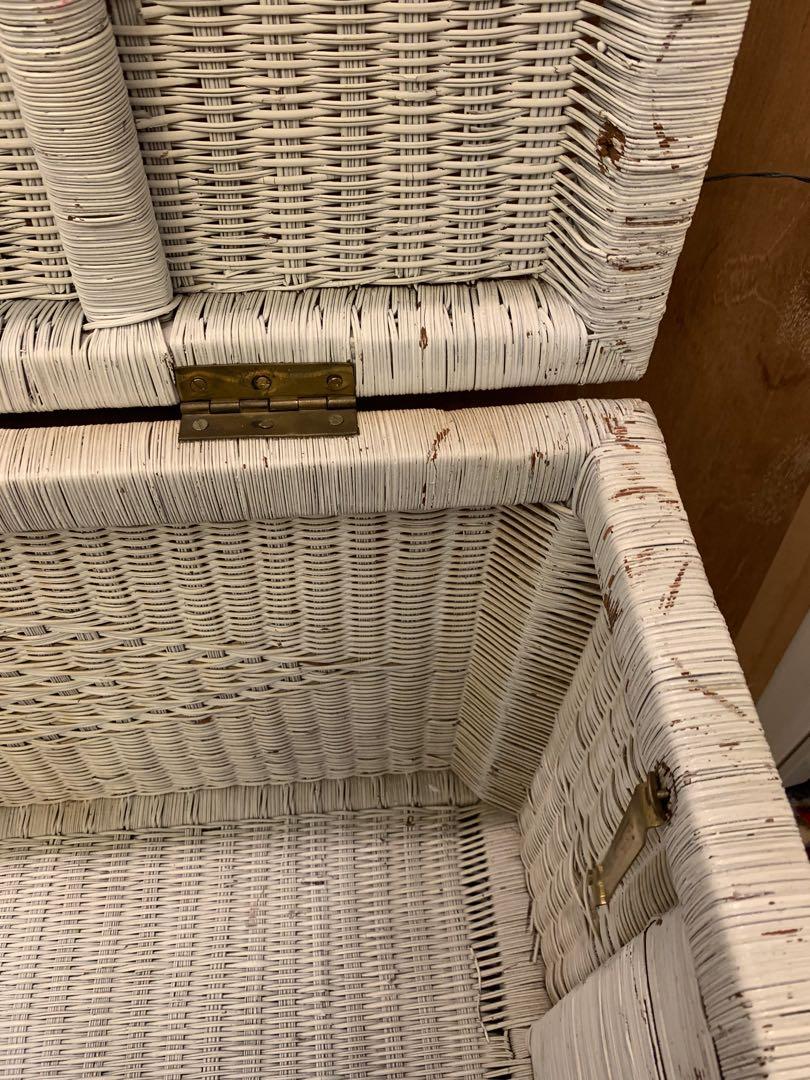 Cane storage box/chest white, Furniture & Home Living, Home Improvement