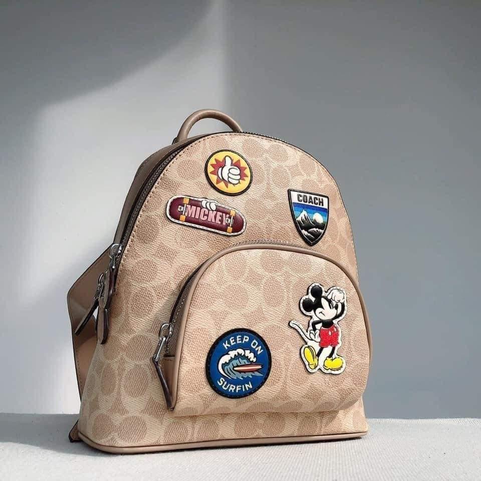 mickey mouse patch campus backpack by coach