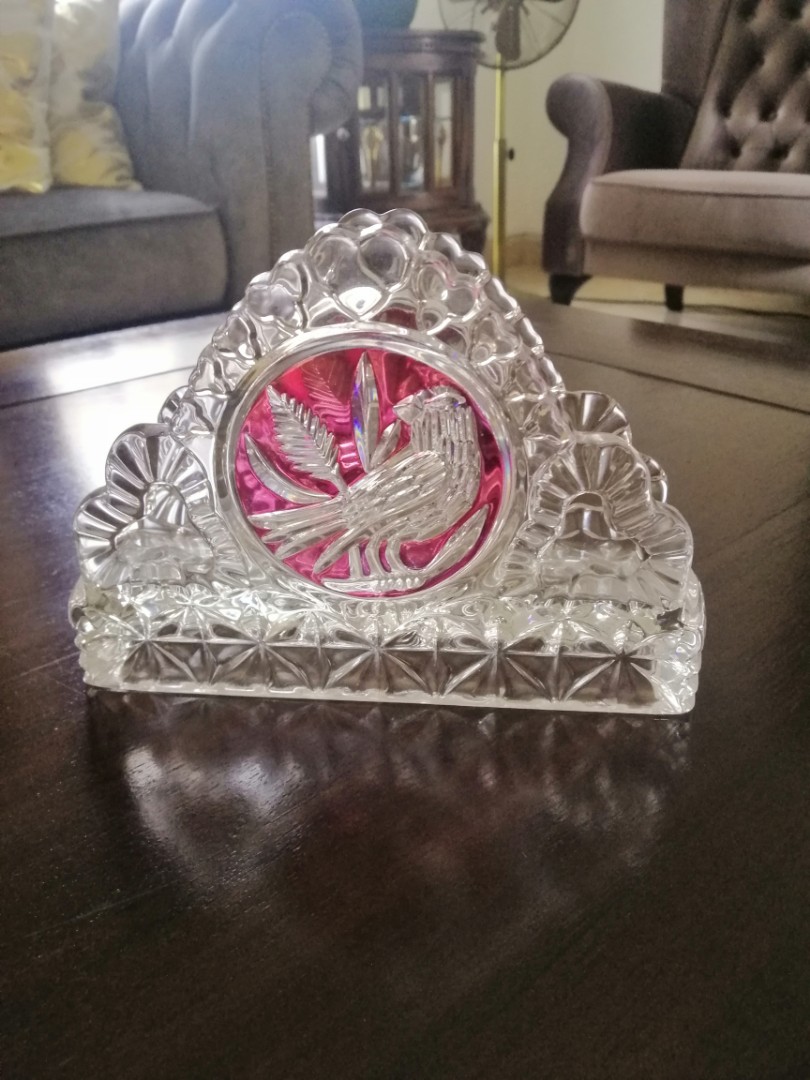 Hofbauer Ruby West Germany Crystal tissue holder, Furniture & Home