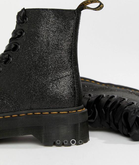 Dr martens molly black glitter chunky flatform boots cheap