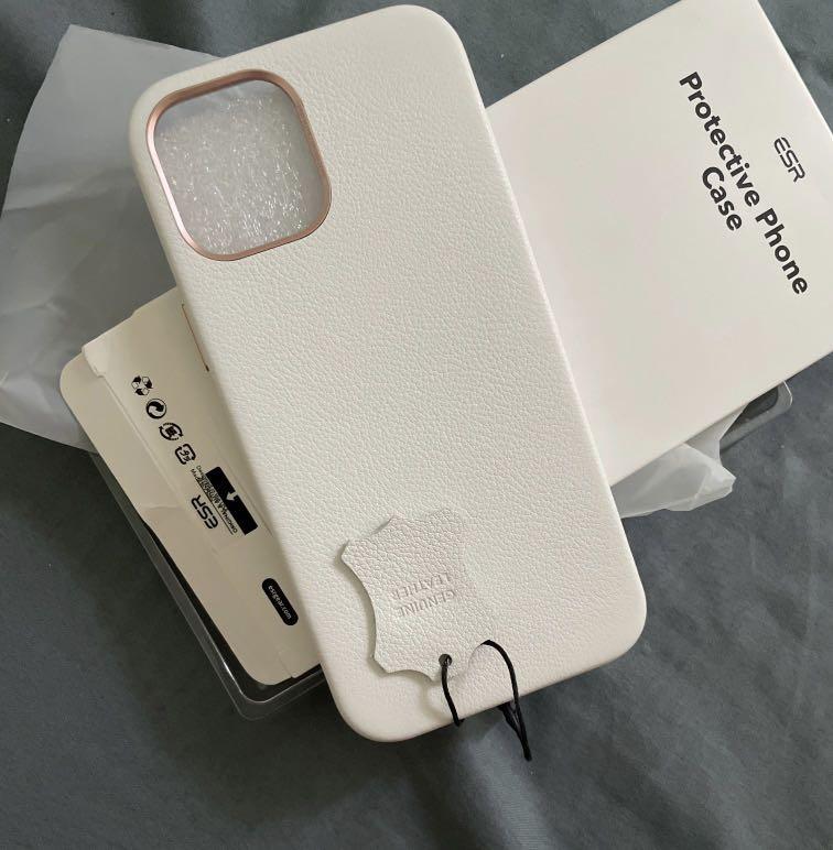 ESR iPhone 12 Pro Max white leather case, Mobile Phones & Gadgets