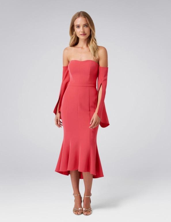 Forever New Brooke Fishtail Dress Pink Coral